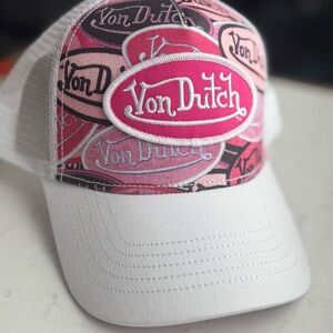 NWT Von Dutch Pink & White Billboard Trucker - Adjustable